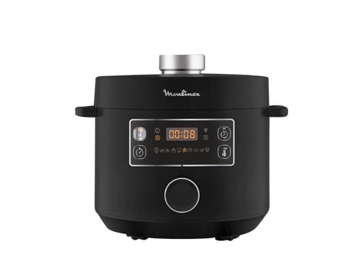 Moulinex Epic Turbo Cuisine CE7548 Elektrischer Schnellkochtopf, 1090 W, 10 Automatikprogramme, Dampfgarkorb, Schwarz