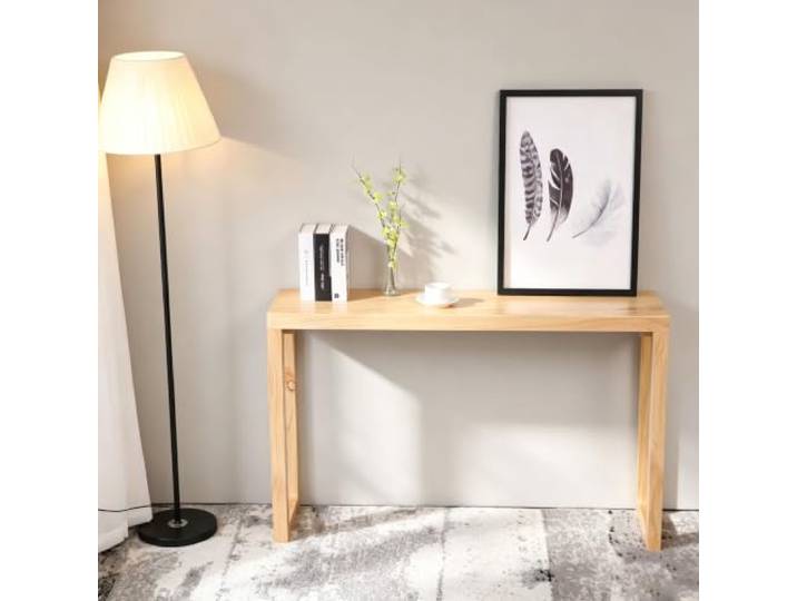Weiwehome Schmaler Massivholz‑Konsolentisch für Flur & Wohnzimmer Massivholz, platzsparendes Design, stabile Tischbeine, ideal für Flur & Wohnzimmer(Natural Wood,70.9in)