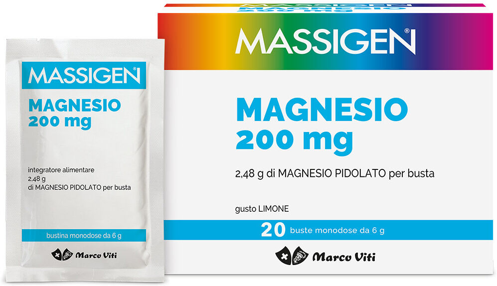 MARCO VITI FARMACEUTICI SpA Massigen, Magnesio 200 mg, 20 Bustine
