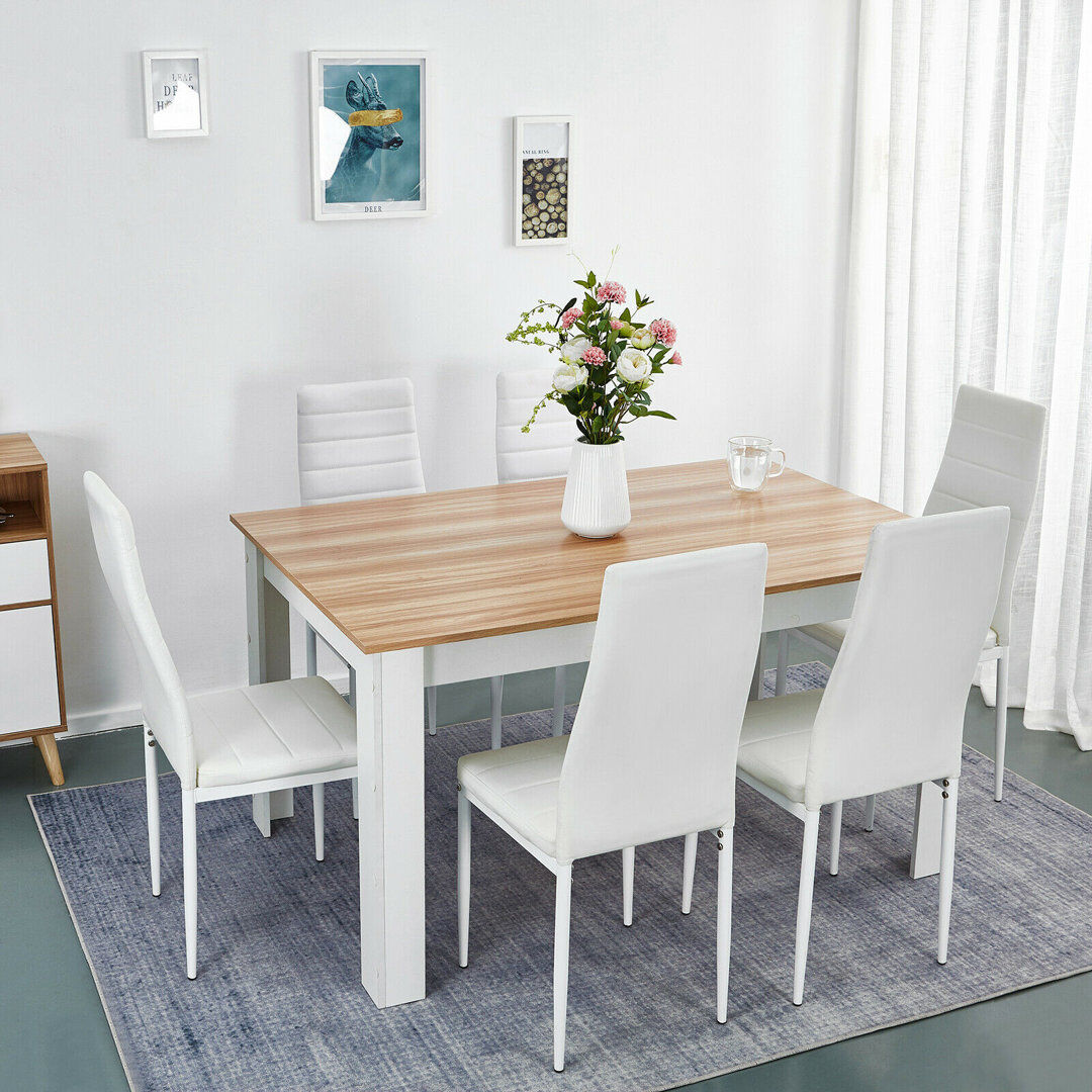 17 Stories Giancarlos 6 -Person Dining Set White, Red Oak 6