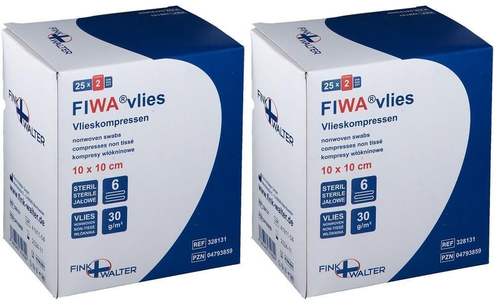 Fink & Walter Vlieskompressen steril 10x10 cm 6fach 2x 2x25x2 St Kompressen