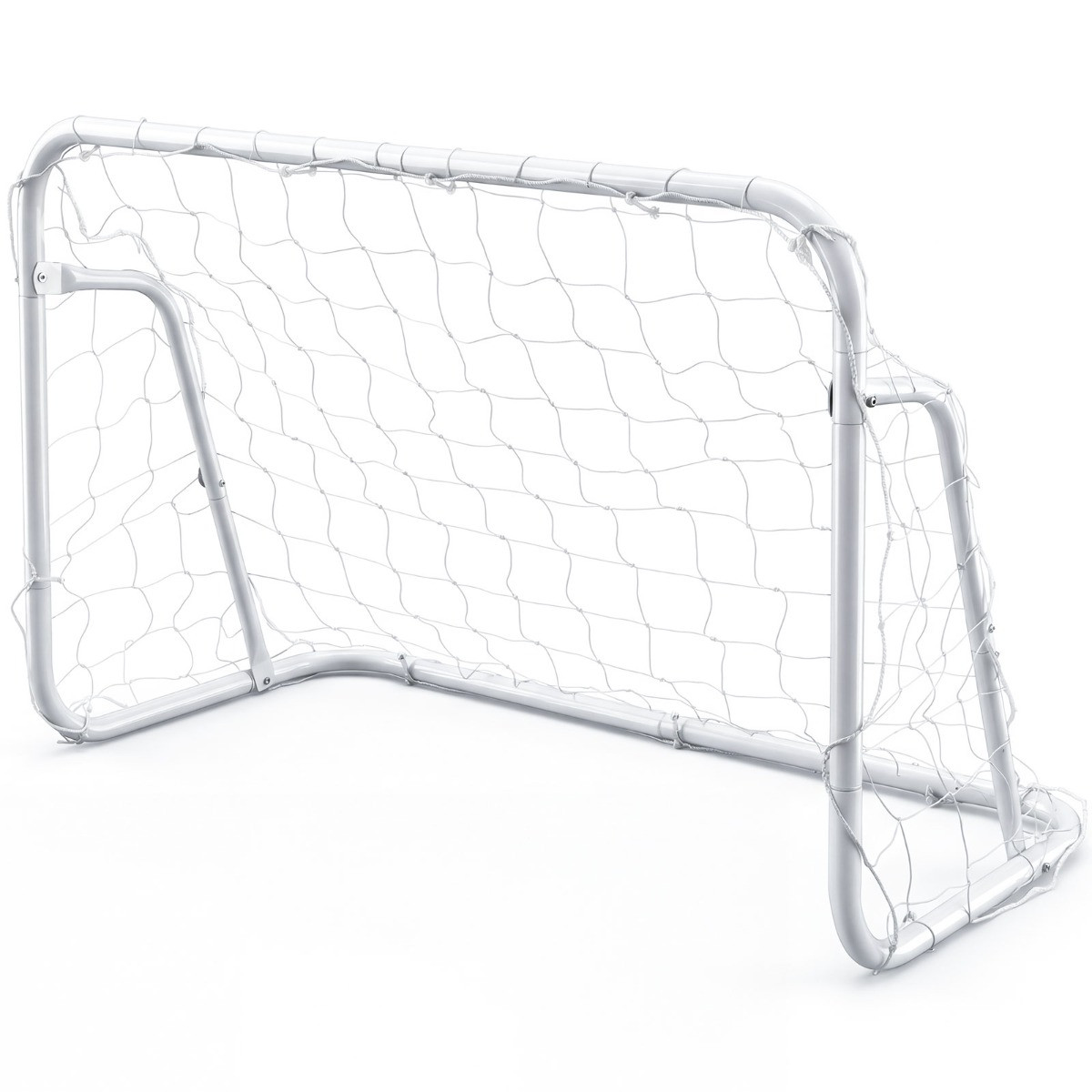 Costway Kinder Voetbaldoel Mini Metalen Voetbaldoel met Net en Grondankers voor Veld en Tuin