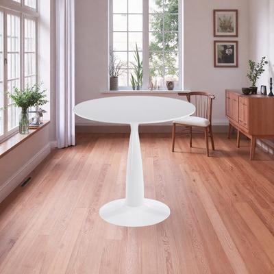ZWYO HOSIMU "Modern Round Pedestal Dining Table, 31.5"" Small Kitchen Bistro Table with White Metal Pedestal Base"