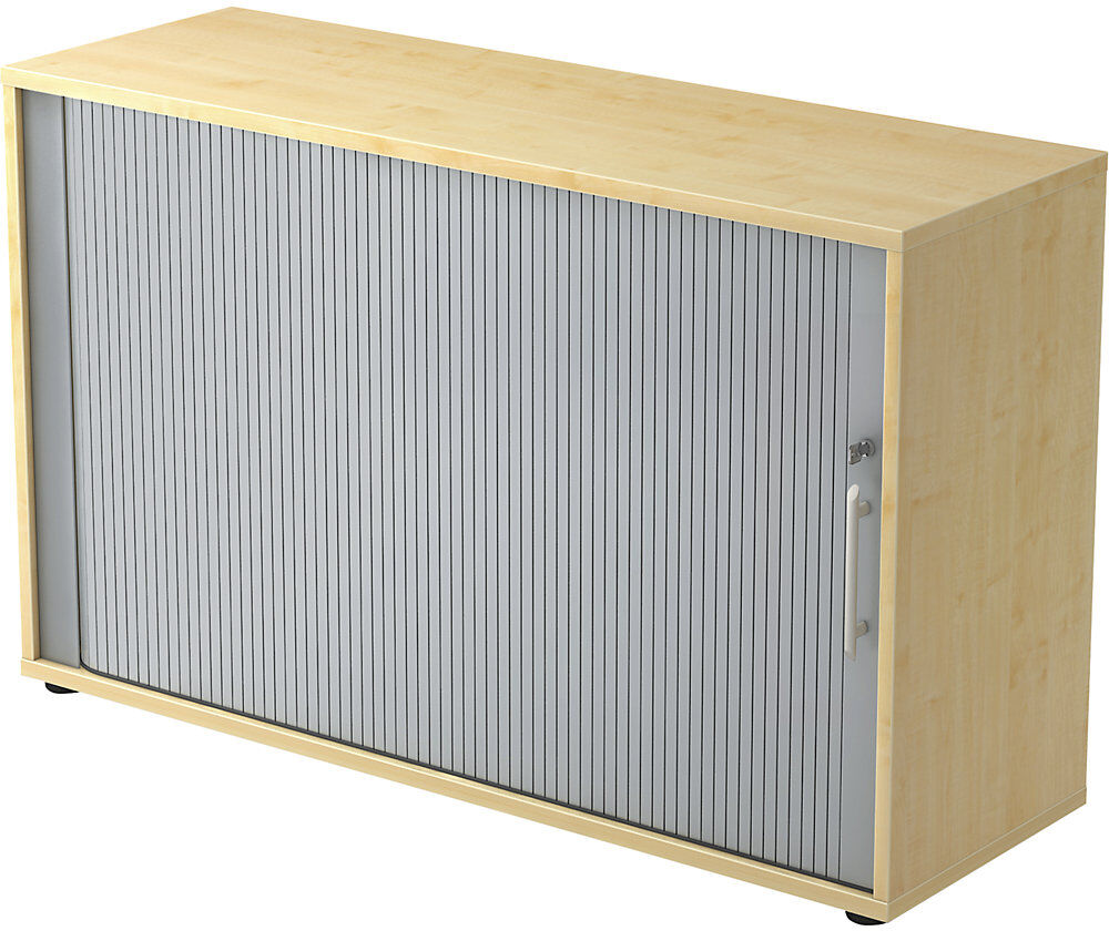 kaiserkraft Querrollladenschrank, je 2 Fachböden, 1 Trennwand, Dekor Ahorn