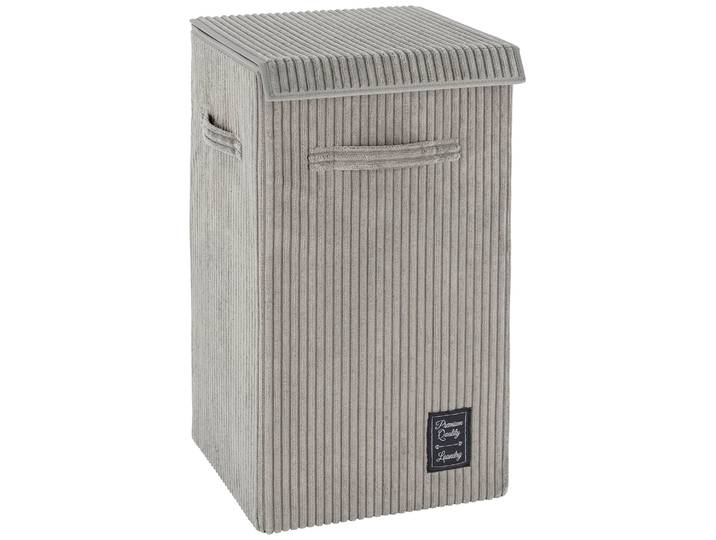 Wäschekorb WENKO Cora Grau , grau, B:33cm H:63cm T:33cm, Obermaterial: 100% Polyester, Wäschesammler, Wäschekorb, mit klappdeckel und Griffen, grau