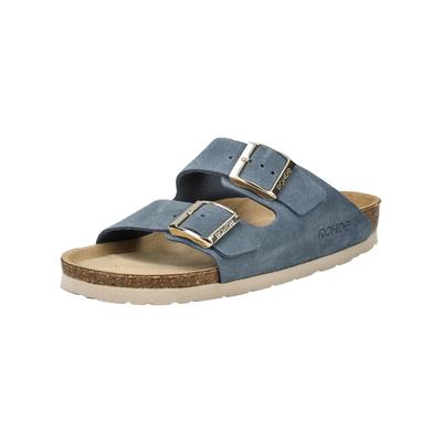 Hausschuh ROHDE "Rohde Pantoletten Veloursleder", Damen, Gr. 42, blau (jeans), Veloursleder, Schuhe Hausschuh
