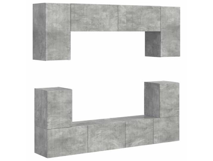 LKJephalotrop TV Lowboard Wandmontiert 5-Teilig Beton Grau Holzwerkstoff Moderne Hängeschränke fürs Wohnzimmer und Schlafzimmer schaffen flexiblen Stauraum und sparen wertvolle Bodenfläche.