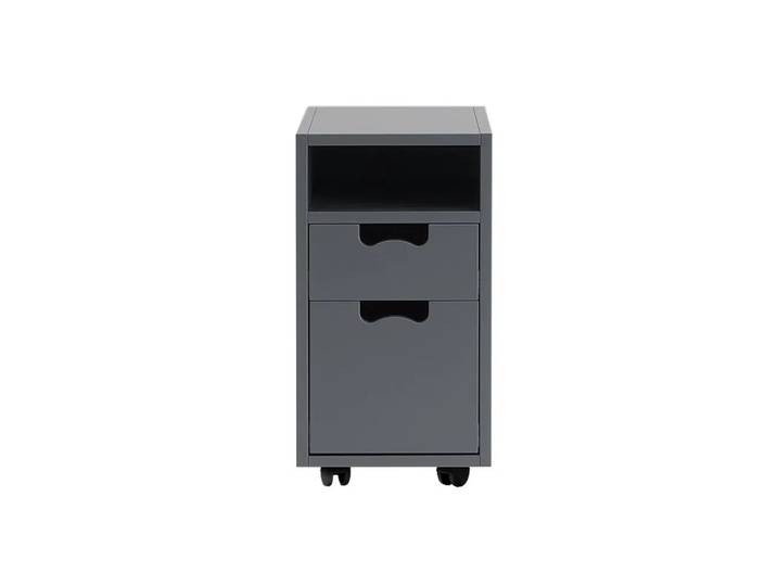 Asplund Snö G3 Nachttisch Storm grey, schwarze Räder