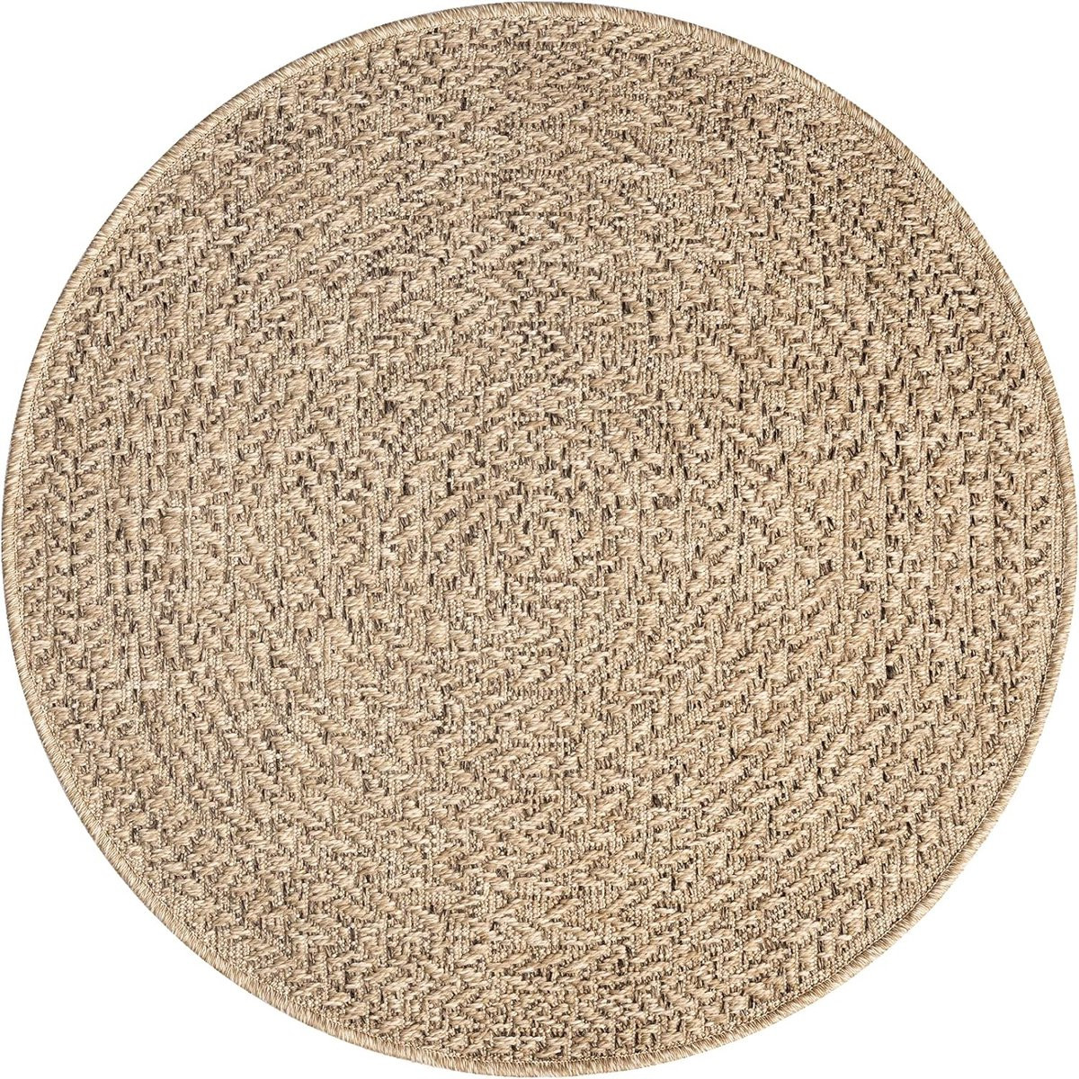 the carpet Kansas Rond Vloerkleed met Cirkelpatroon – Naturel – Indoor & Outdoor – Diameter: 80 cm