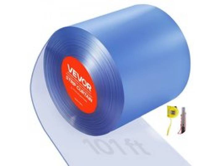 VEVOR Rideau Lanière PVC 30,8x0,3 m Rouleau Lanière Plastique Transparent de Porte, Bande Isolation Thermique et Coupe Vent, pour Portes de Chambres Froides, de Supermarchés, de Garages, d'Entrepôts