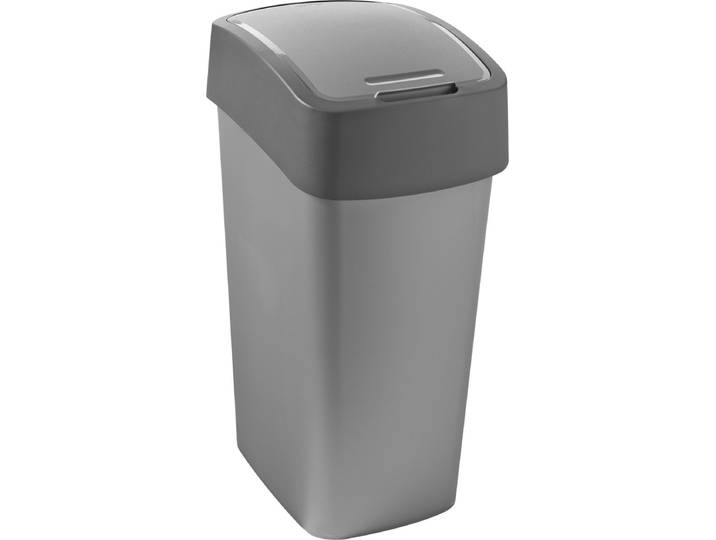 Curver Pacific Flip Bin - Prullenbak - 45 Liter - Zilver / Antraciet