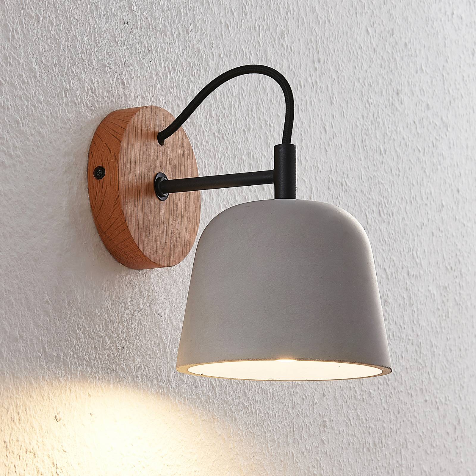 Wandlampe Kalinda Lucande, dimmbar, alu / grau / zink, für Wohn- / Esszimmer, Beton, Skandinavisch, Wandleuchte, Wandlampe Innen