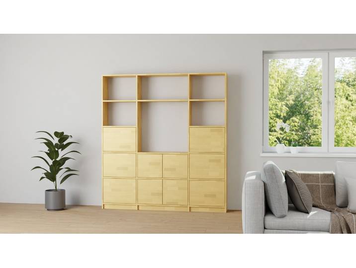 Stylische TV Wand - TV-Regal nach Maß Buche