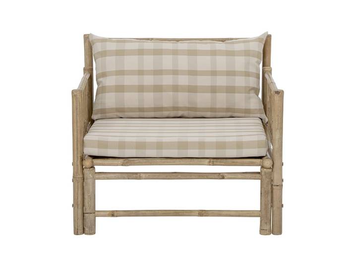 Fauteuil en bambou marron, fixe, à motifs, avec coussin polyester