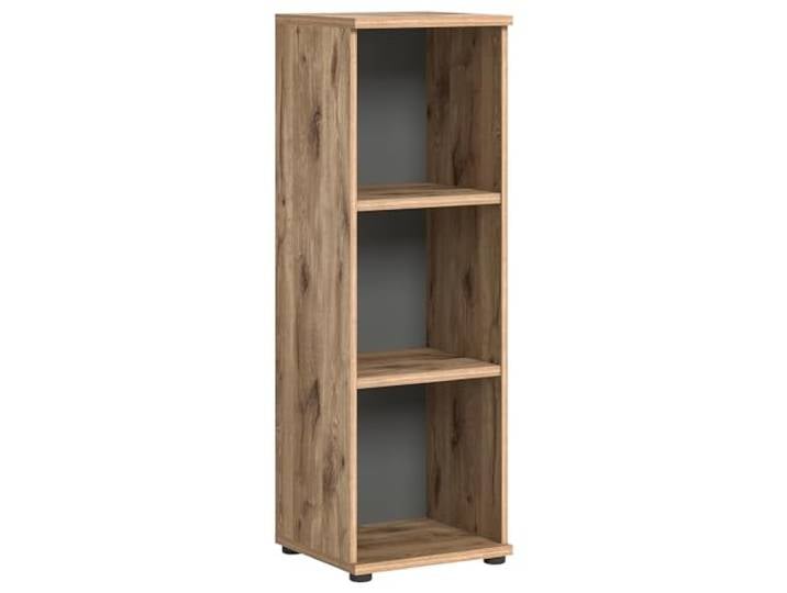 xonox.home Büro Mason X12B8520 Regal Stauraum 3 offene Fächer in Nox Oak Nb. Absetzungen Basalt grau Nb., ca. 40x122x37 cm