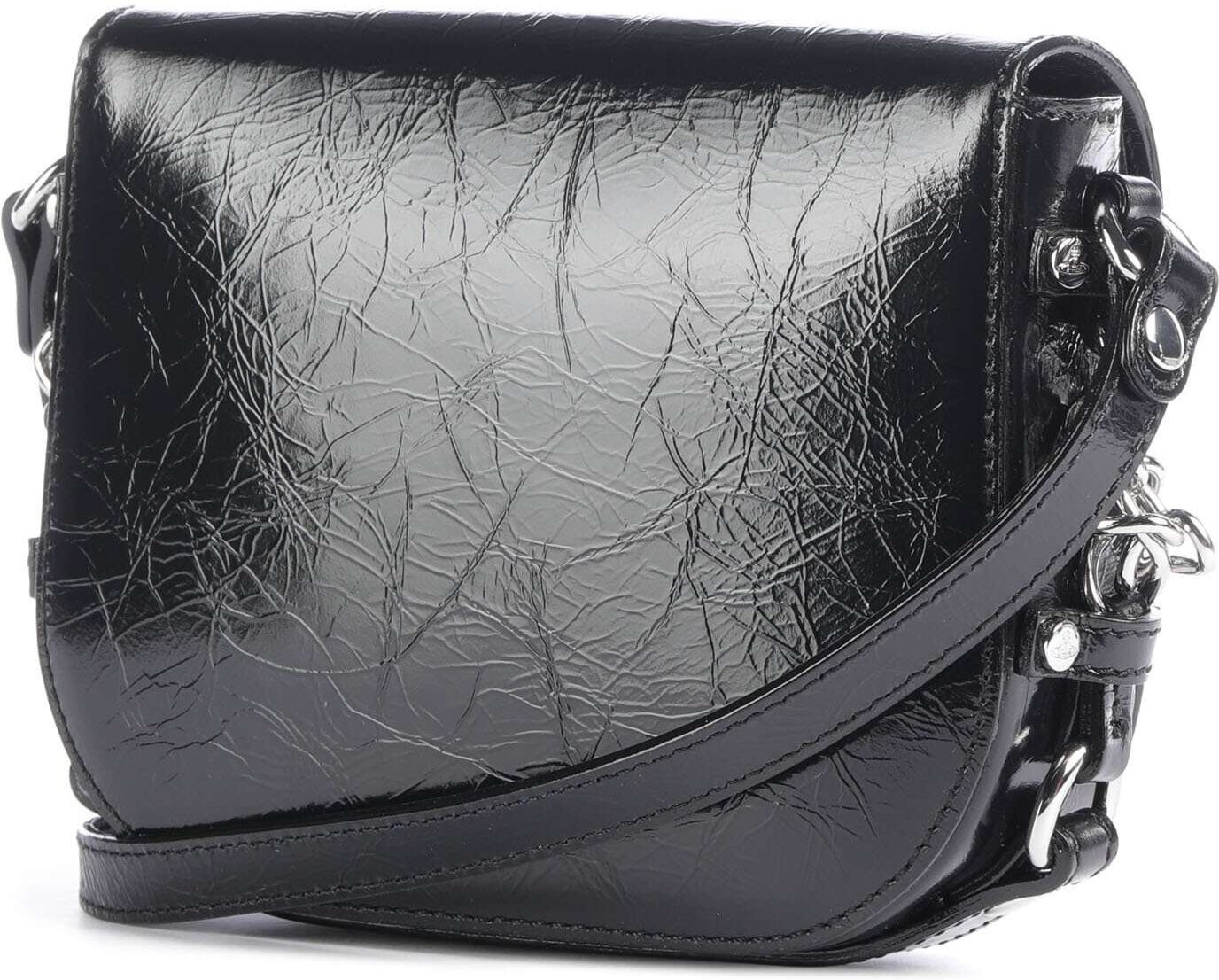 Vivienne Westwood Hunter Naplak Schultertasche aus Leder, schwarz