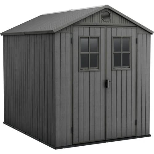 Keter Darwin 68 Tuinhuis met dubbele deuren en ramen - Grijs - B/D/H: 244 x 190 x 221 cm