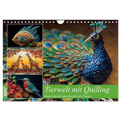 Tierwelt mit Quilling (Wandkalender 2027 DIN A4 quer), CALVENDO Monatskalender