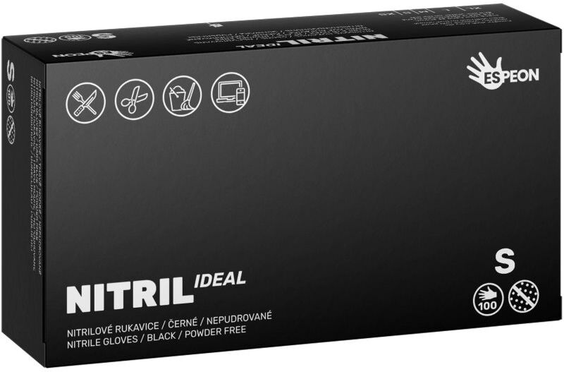 Espeon Nitril Ideal3 Black gants non poudrés en nitrile taille S 100 pcs