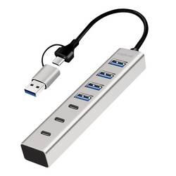 LogiLink UA0442 USB-Hub 4+3 Port USB-A, USB-C® USB 3.0 5 GBit/s Aluminium UA0442
