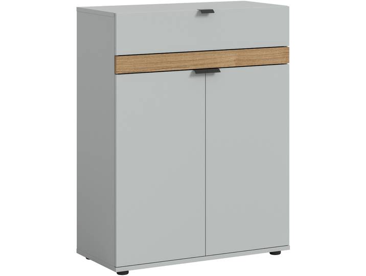Garderobenschrank HOME AFFAIRE, grau (grau, eiche), B:75cm H:98cm T:37cm, Schränke, Garderobenschrank, Oran, Schuhkommode, Schublade, Evoke Oak NB, 3 Fächer