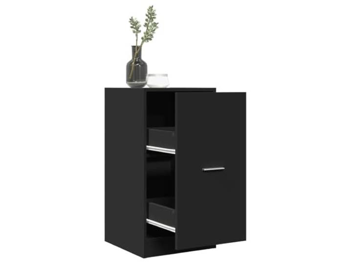 KGHFDVB Apothekerschrank Schwarz 40x41x77,5 cm Holzwerkstoff Metallschienen, Elegante Griffe, Küche, Büro, Wohnzimmer, Beistellschrank