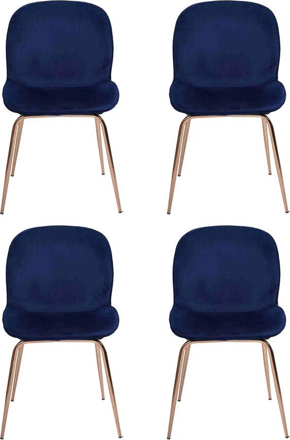 Set van 4 blauwe eetkamerstoelen met textiele bekleding van Gruppe