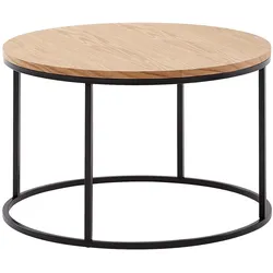 Couchtisch, Holzmaserung, Metallgestell, Eichenfurnier, Leichte Reinigung. 70x70x45 cm | Kadima Design
