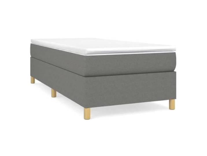 PUGYNBK Boxspringbett, 90 x 200 cm, mit Matratze, Dunkelgrau Taschenfedern, mittlere Festigkeit, Holzlatten, atmungsaktiver Schutz, Montageanleitung im Lieferumfang enthalten