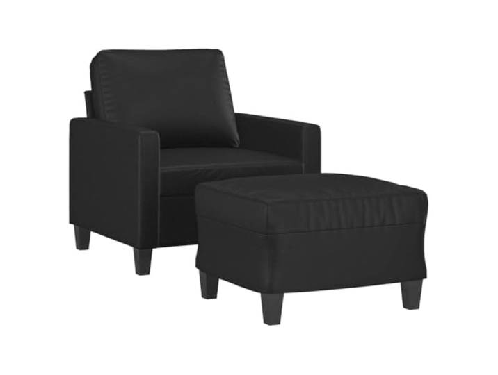 KTHLBRH Sessel mit Fußstütze schwarz 60 cm Kunstleder Langlebig, Rahmen aus Holz und Metall, dicke Polsterung, Verwendung im Wohnzimmer