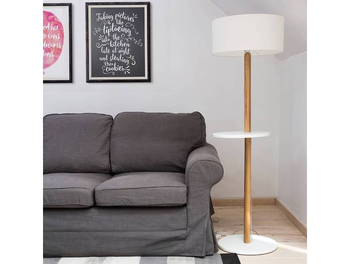 Stehleuchte Weiß 40 x 140 x 40cm Weiß/Weiß Esche, lackiert MDF Mitteldichte Holzfaserplatte , lackiert