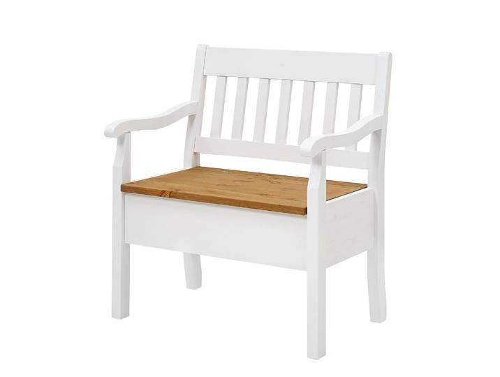 Banc Boston 83cm Blanc/Marron/Epicéa blanc/Epicéa lessivé Avec accoudoirs
