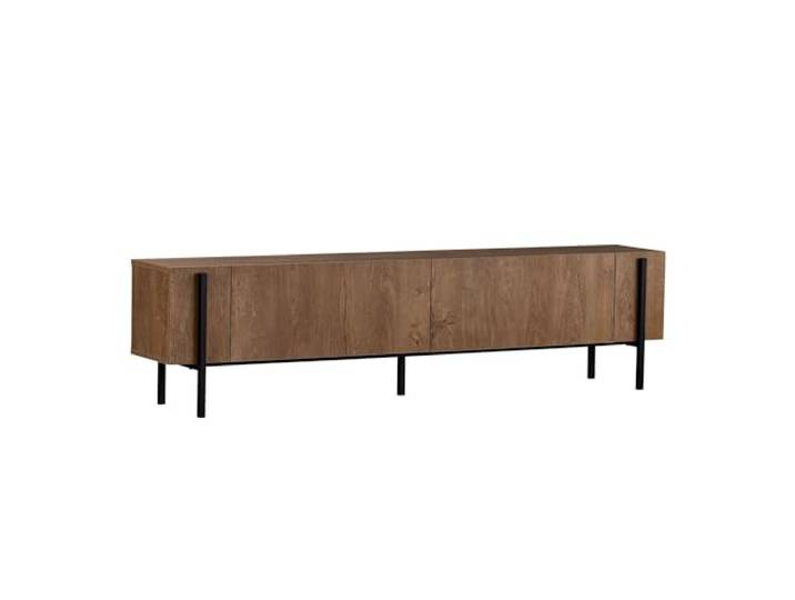 Modernes TV-Möbel mit Metallbeinen, Kafkas Oak & Schwarz, 180 x 30 x 45 cm 100% melaminbeschichtete Spanplatte, 18 mm dick stilvolles & funktionales Design für Wohnzimmer & Unterhaltungsbereiche