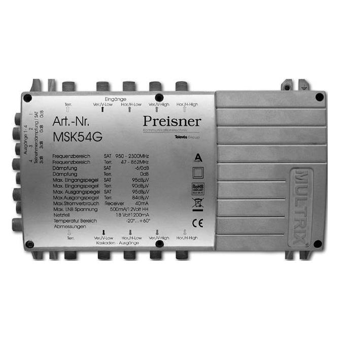Televes MSK54G Kabel-Splitter-/Verbinder Grau Kabelspalter oder -kombinator (Multischalter) (MSK54G)