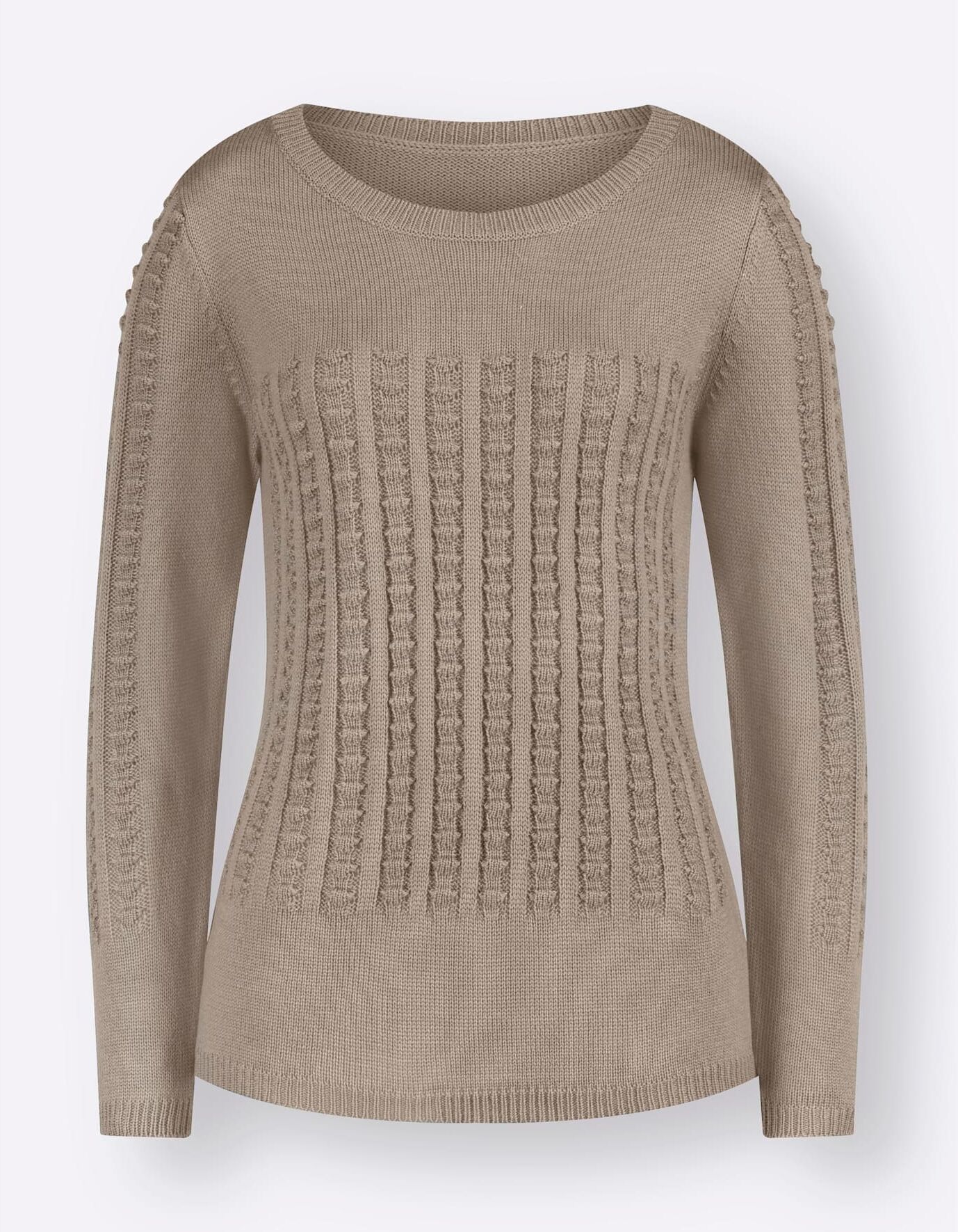 Strickpullover CLASSIC BASICS "Pullover", Damen, Gr. 44, beige (sesam), 100% Polyacryl, unifarben, Pullover Strickpullover sesam 44