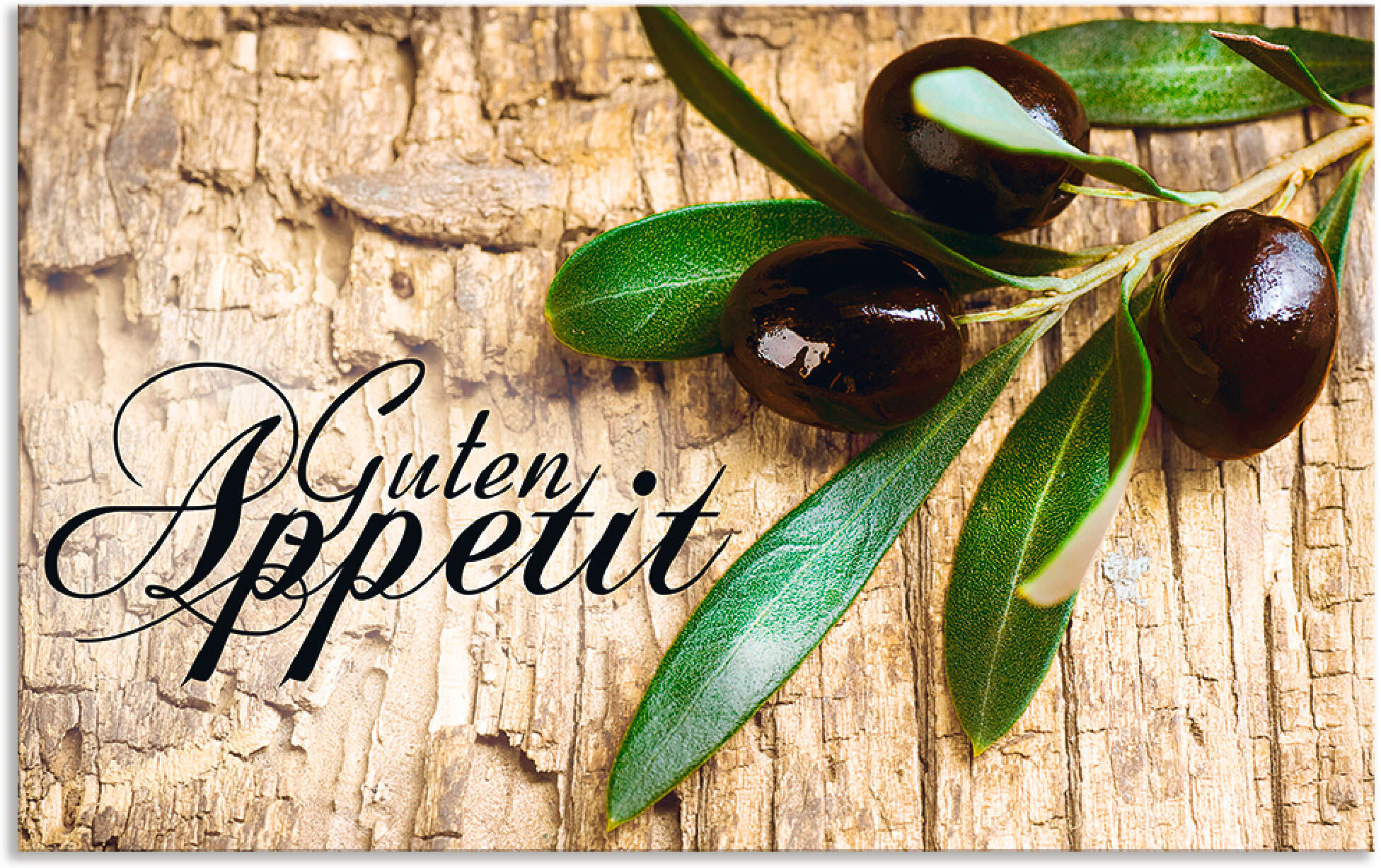 Küchenrückwand ARTLAND "Oliven Guten Appetit", braun, B:80cm H:50cm, Aluminium, Spritzschutzwände, Küchenrückwand, Alu Spritzschutz mit Klebeband, einfache Montage braun B/H: 80cm x 50cm