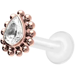 PTFE Labret mit Innengewinde + Titan-Aufsatz KRISTALLTROPFEN + KUGELN