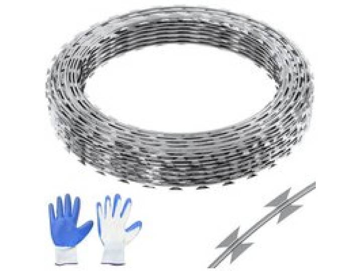 VEVOR Natodraht 30 m (2 Rollen x 15 m) Stacheldraht Spirale Sperrdraht Stacheldrahtzaun (0,51 mm) scharfe Klingen und (ca. 4 mm) dicke Kerndrähte Maschendraht für außergewöhnlichen Spiralschutz