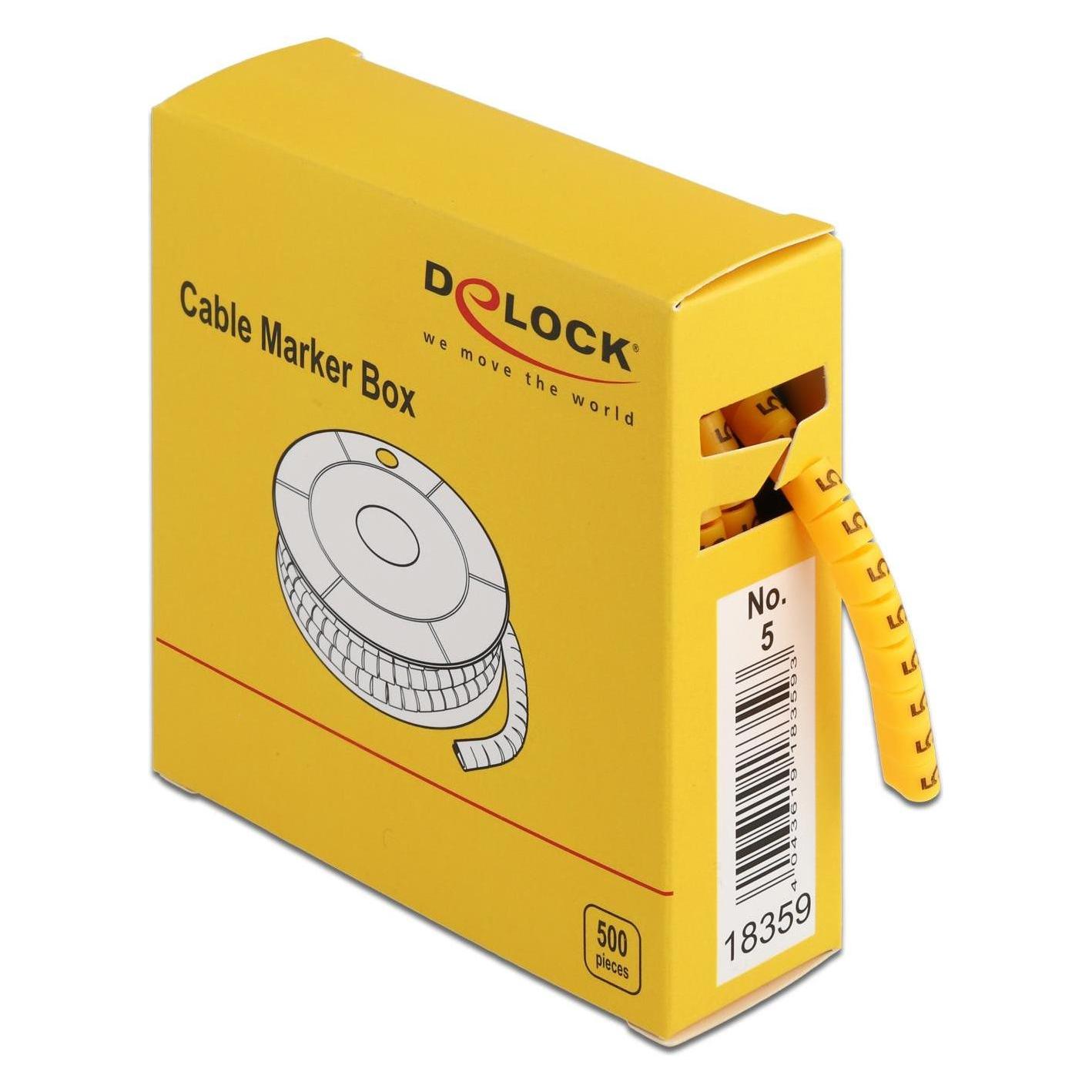 Delock Kabelmarker Box, Nr: 5, gelb, 500 Stück (18359)