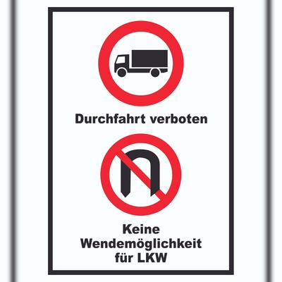 HB-Druck Durchfahrt verboten LKW Keine Wendemöglichkeit für LKW A5 (148x210mm) Schild