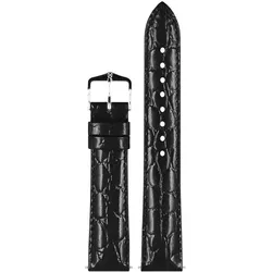 Hirsch 12302850-1-20 Lederarmband für Uhren Crocograin M 20 mm Schwarz