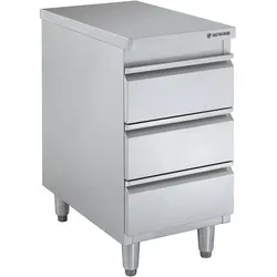 GastroHero Edelstahl Schubladenschrank BASIC 400x600 mm 3 Schubladen AISI 201 voll aufgebaut Gastronomie