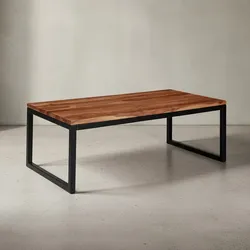 KADIMA DESIGN Industrie-Stil Couchtisch aus massivem Sheesham-Holz, Unikat mit stilvoller Maserung