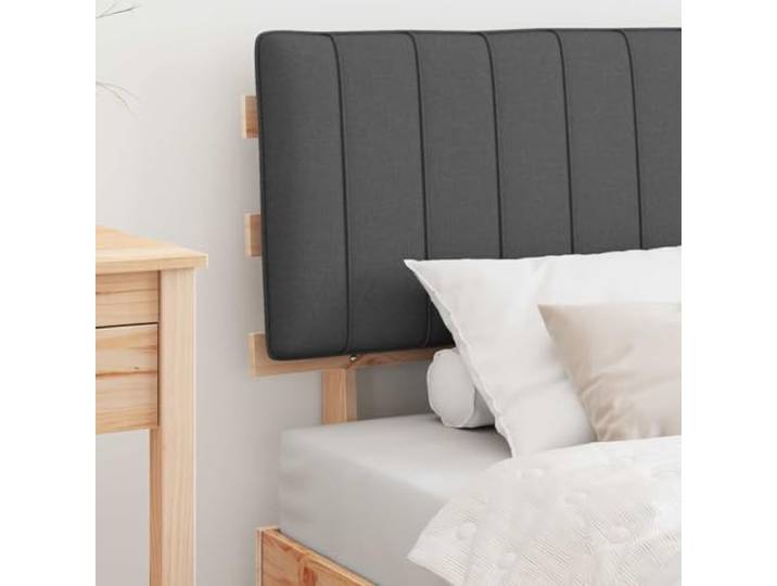 KTHLBRH Bett mit Kopfteil, dunkelgrau, 90 x 190 cm Massives Kiefernholz, Lattenrost, gepolstertes Kopfteil, leicht zu reinigen