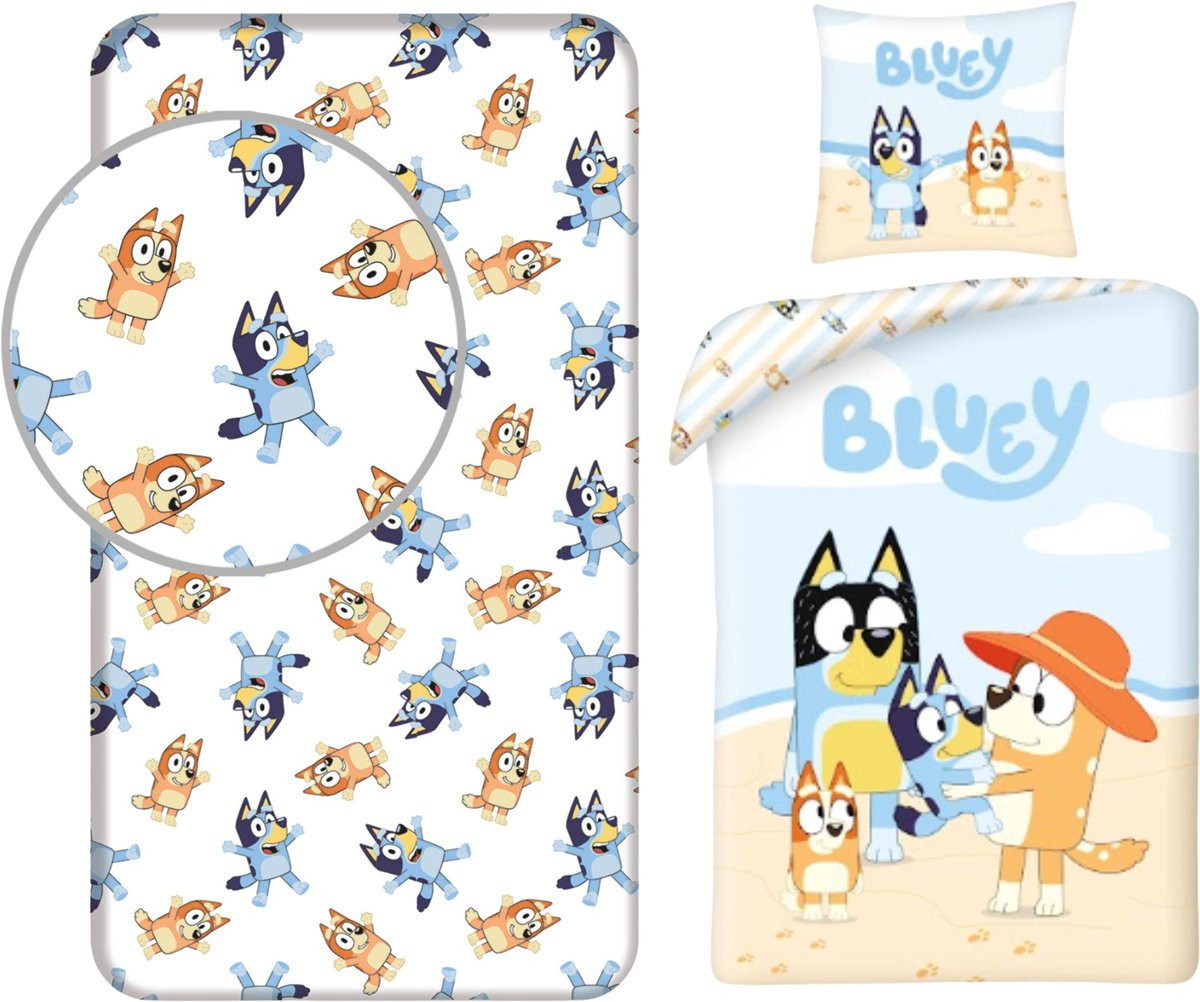Bluey slaapkamerset met dekbedovertrek en hoeslaken voor kinderen
