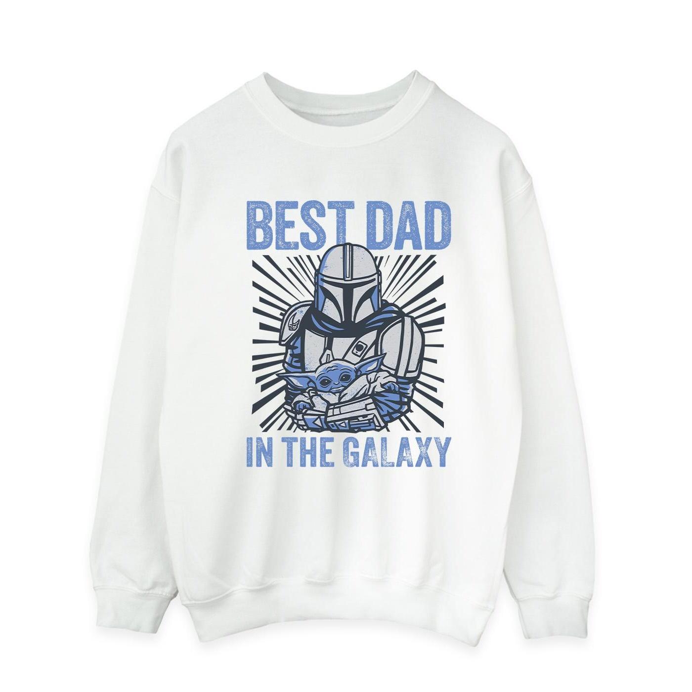 Star Wars Mandalorian Best Dad Galaxy Sweatshirt Heren (Wit)