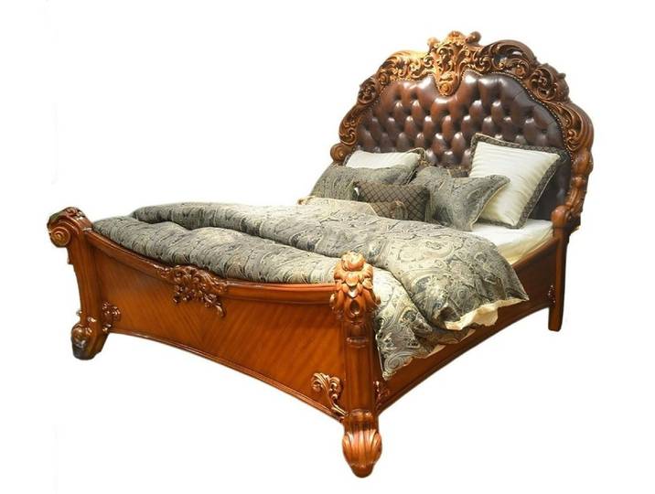 Xlmoebel Schlafzimmer-Set Elegante Barockmöbel in Handarbeit für stilvolles Wohnen, (3-tlg., Bett+2x Nachttisch), Hergestellt in Europa