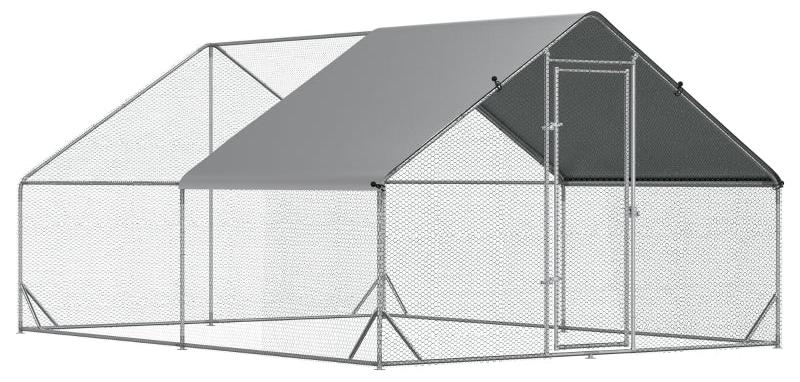 Hühnerstall im Freien - 8-12 Hühner | Farbe: Silber | Abmessungen: 400x300x200 cm