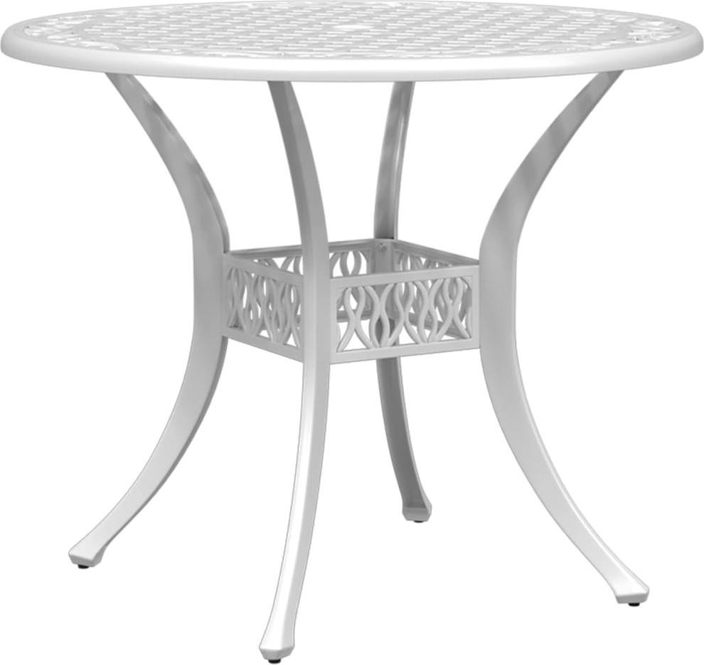 vidaXL Gartentisch Weiß Ø90x75 cm Aluminiumguss
