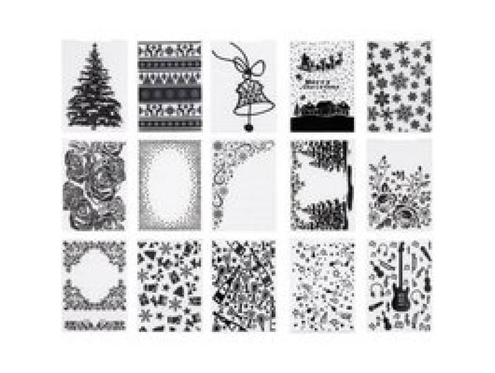 VEVOR Prägeschablonen, 15 Stk. 105x148 mm Prägefolder, Embossing Folder für VEVOR Stanz- & Prägemaschinen, Geprägte Schablonen aus PP-Kunststoff für Scrapbooking & Kartenherstellung